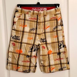 NWT Boys' shorts, Ecko Unltd. brand, size 18, tones of beige color pattern.